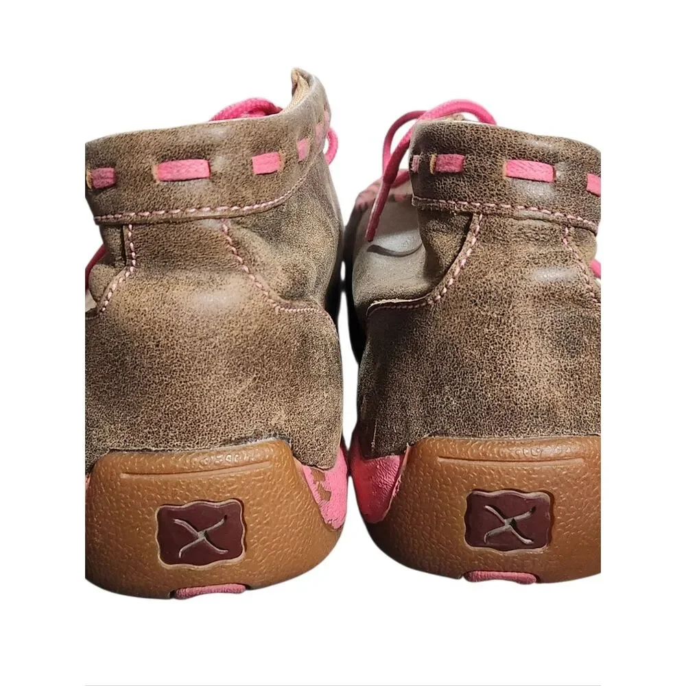 Twisted X Youth Girls' Brown Breast Cancer Moccasin Boots - Moc Toe Size 5.5 M